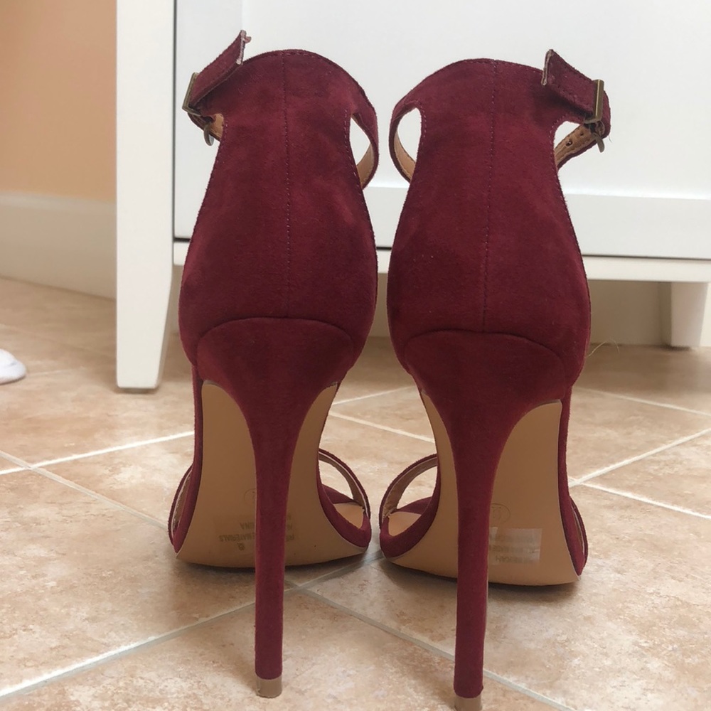 Vintage wine-colored strappy stilettos